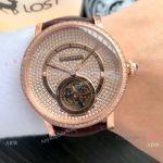 Fake Cartier Rotonde De Tourbillon Watches Rose Gold Diamond